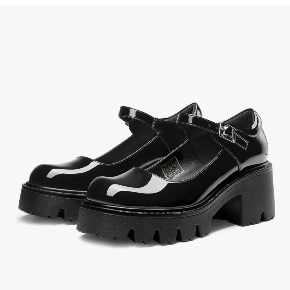 Black Chunky Mary Jane Shoes